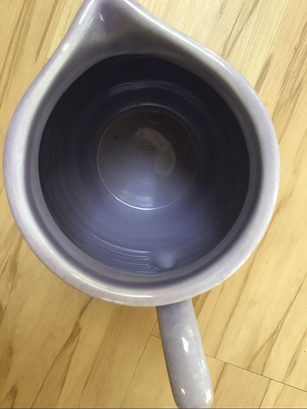 Lavender Lilac Purple Dragonfly Ribbed Speckled‎ Bottom Stoneware  Pitcher Vase - Picture 5 of 8